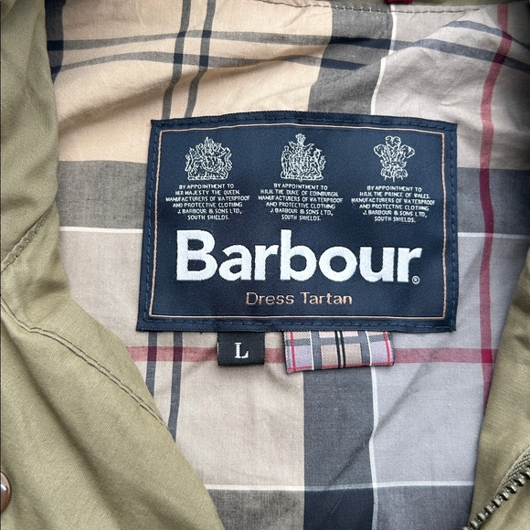 BARBOUR SANDER MEN’S DRESS TARTAN KHAKI GREEN JACKET LARGE - Picture 2 of 15